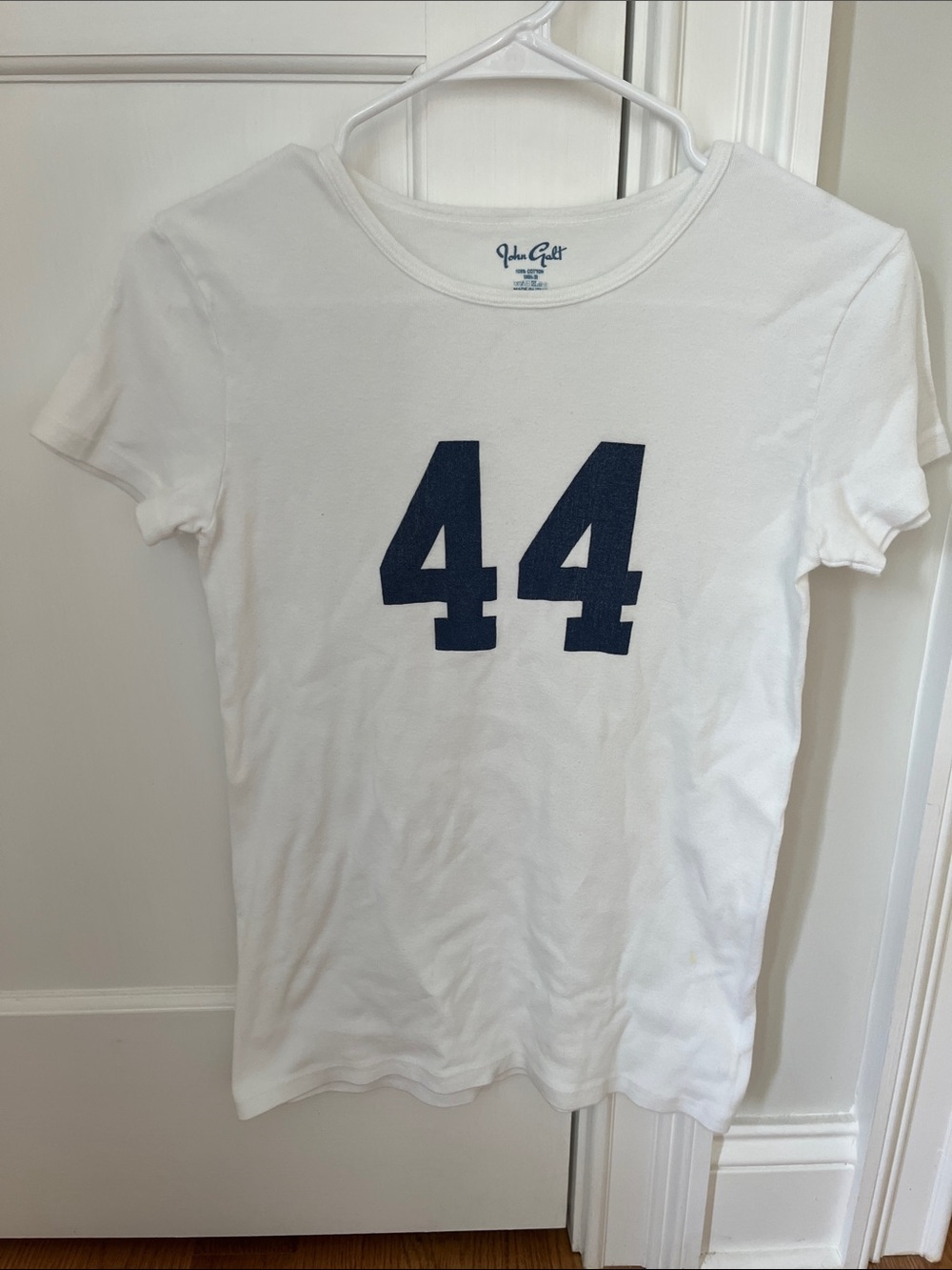 Brandy Melville White Tee with Navy 44 Graphic